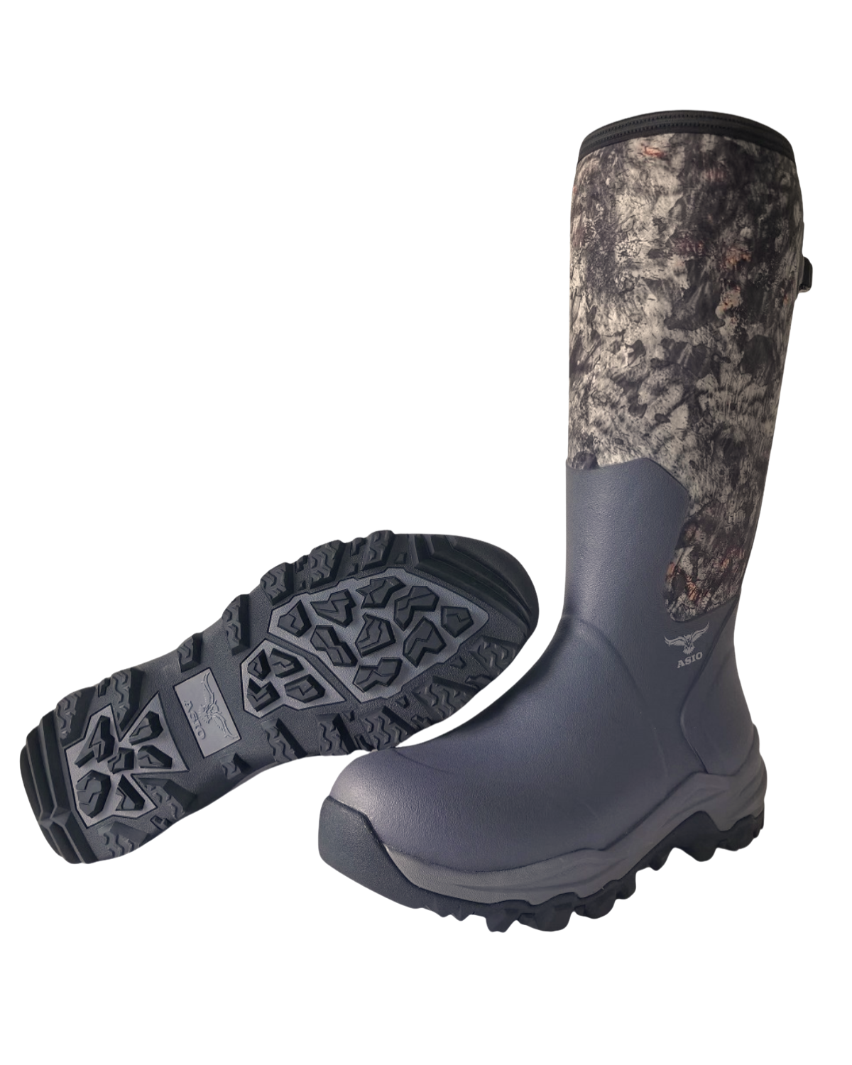 ASIO Gear Whitetail Pro Boot in RAPTOR camo with aggressive tread and waterproof build for treestand bowhunters