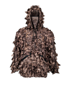 ASIO Gear leafy camouflage jacket front view in RAPX camo with hood and face mask for bowhunting concealment