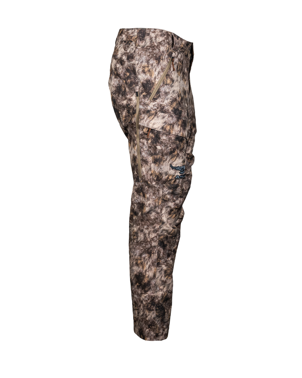 ASIO Gear lightweight early season breathable hunting pant in RAPX camo for treestand and bowhunting concealment showing the pockets and side vents