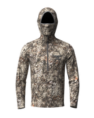 ASIO Gear lightweight hoodie in RAPTOR camo with built-in face mask and thumbholes, designed for stealthy early season hunts from the treestand