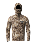 ASIO Gear lightweight hoodie in RAPX camo with face covering and articulated fit, built for ground or elevated early season ambush setups