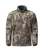 ASIO Gear Midweight Sherpa Jacket in Raptor camo pattern, ideal for treestand bowhunting during mid-season hunts—features high-pile fleece lining and full-zip construction for maximum warmth and mobility.