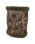 ASIO Gear windproof sherpa fleece neck gaiter in RAPX camo – ultra-soft thermal hunting neck warmer with silent brushed outer fabric and moisture-wicking inner liner, engineered for cold weather concealment and comfort during bowhunting in late season treestand or ground setups.